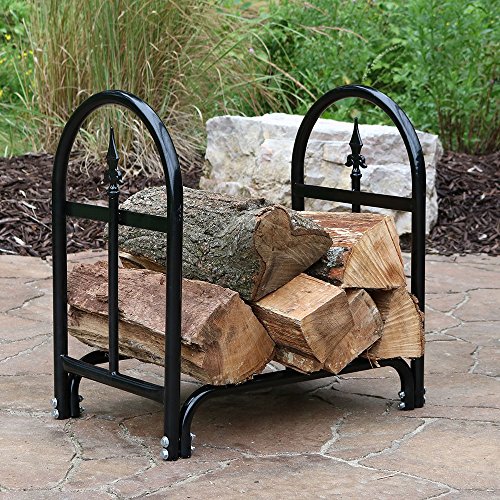 Sunnydaze 2-Foot Decorative Firewood Log Rack - Indoor/Outdoor Black Powder-Coated Steel Wood and Kindling Storage Holder - Fireplace, Stove and Fire Pit Accessory