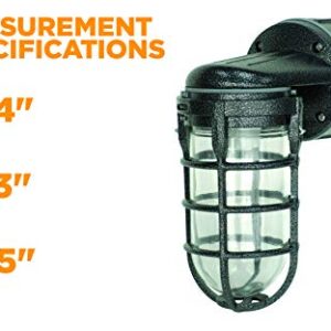 Woods L1707SVBLK Wall Mount Light in Hammered Black Finish Sturdy Die Cast Aluminum Cage; 100 Watt Incandescent; Industrial Design; Suitable for Indoor and Outdoor Use