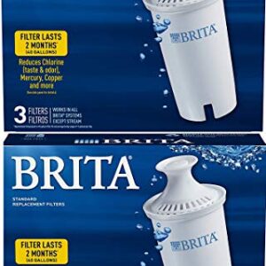 Brita , White Water Pitcher Replacement Filters, 3 ea(2 Packs of three filters each ), 6 filters