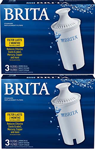 Brita , White Water Pitcher Replacement Filters, 3 ea(2 Packs of three filters each ), 6 filters