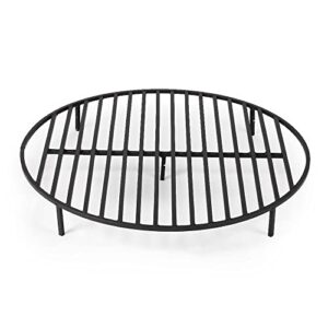 titan great outdoors round 36.5in fire pit grate, heavy duty 1/2in steel elevated log wood pit grate, burning fireplace and firepits
