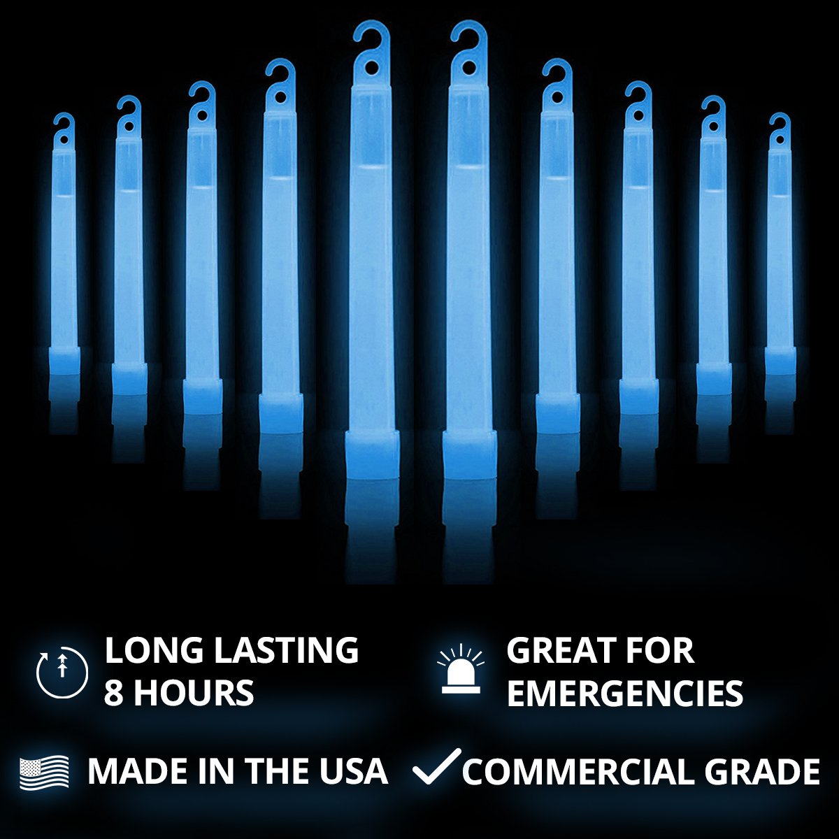 Cyalume Glow Sticks Military Grade Lightstick - Premium Blue 6” SnapLight Emergency Chemical Light Stick with 8 Hour Duration (Bulk Pack of 30 Chem Lights)