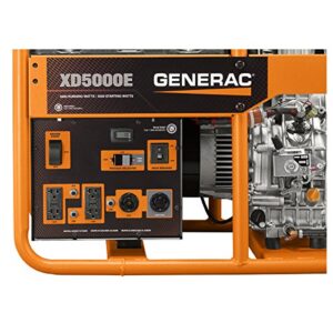 Generac 6864 XD5000E 5000-Watt Diesel-Powered Portable Generator - Ideal for Emergency Backup Power and Job Sites - Reliable Power for Demanding Applications - CARB Compliant