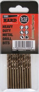 ttp hard drills bits 5/32-inch, 10 x imperial drill bits cobalt for drilling harder metals stainless chrome aluminum cast iron