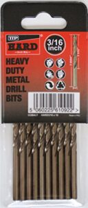 ttp hard drills bits 3/16-inch, 10 x imperial drill bits cobalt for drilling harder metals stainless chrome aluminum cast iron
