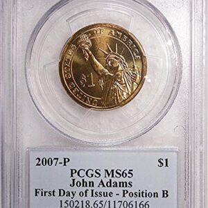 2007 P Pos. B John Adams Presidential Dollar PCGS MS 65 FDI Presidential Label Holder