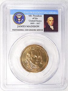 2007 p pos. a james madison presidential dollar pcgs ms 65 fdi presidential label holder