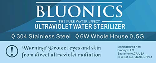 Bluonics Ultraviolet Reverse Osmosis 100GPD Water Sterilizer Filter System for Drinking Water with 6W Under Sink UV - 6 Stage 100GPD RO Filter NSF Certified Membrane and Clear Housings