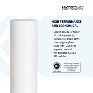 Hydronix SDC-25-2005 Whole House, RO Systems or Commercial Use Sediment Water Filter Cartridge 2.5" x 20" - 5 micron (PACK OF 4)