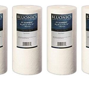 Bluonics 4 Sediment Water Filters (1 Micron) 4.5" x 10" Whole House Cardridges