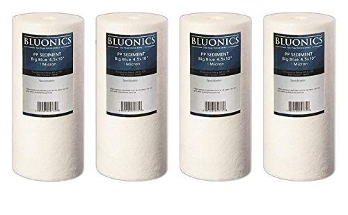 Bluonics 4 Sediment Water Filters (1 Micron) 4.5" x 10" Whole House Cardridges