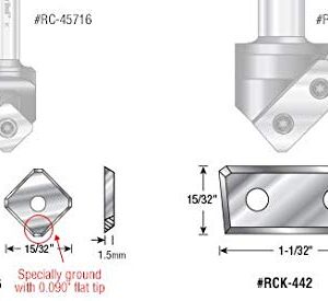 Amana Tool - RCK-456 Solid Carbide 4 Cutting Edges Insert Knife 15/32 x 1.5mm with