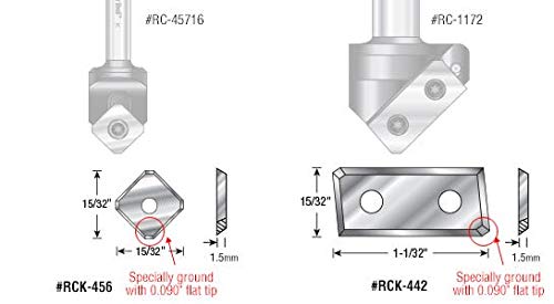 Amana Tool - RCK-456 Solid Carbide 4 Cutting Edges Insert Knife 15/32 x 1.5mm with