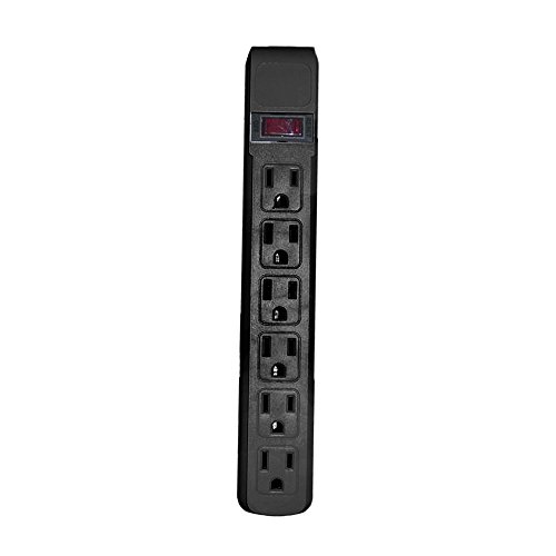 ACL 10 Feet Surge Protector, Flat Rotating Plug, 6 Outlet, Black Horizontal Outlets, Plastic, Power Cord, 1 Pack