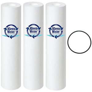 kleenwater dirt sediment 2.5 x 10 inch, 20 micron water filter compatible with ge gxwh01c, gx1s15c, fxwtc, fxusc, fxwpc & fxwsc set of 3 - o-ring qty1