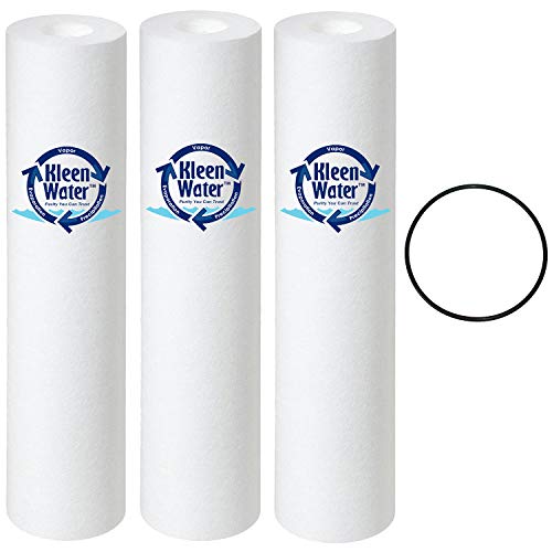 KleenWater Dirt Sediment 2.5 x 10 Inch, 20 Micron Water Filter Compatible With GE GXWH01C, GX1S15C, FXWTC, FXUSC, FXWPC & FXWSC Set of 3 - O-ring Qty1