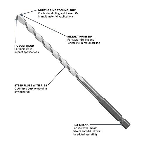 Bosch MP03 3/16 In. x 4 In. x 6 In. Daredevil Multipurpose Drill Bit