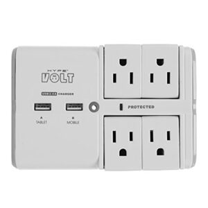 Hype Volt 90 Degree Wall Tap Swivel Surge Protector with 2 Usb Charging Ports