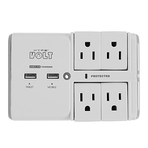 Hype Volt 90 Degree Wall Tap Swivel Surge Protector with 2 Usb Charging Ports