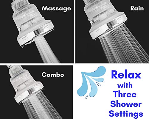 Shower Filter for Hard Water – Filtered Shower Head Water Softener – 3 Rainfall & Massage Settings – Increase Pressure While Saving Water – Shower Water Filter by Barclay’s Buys