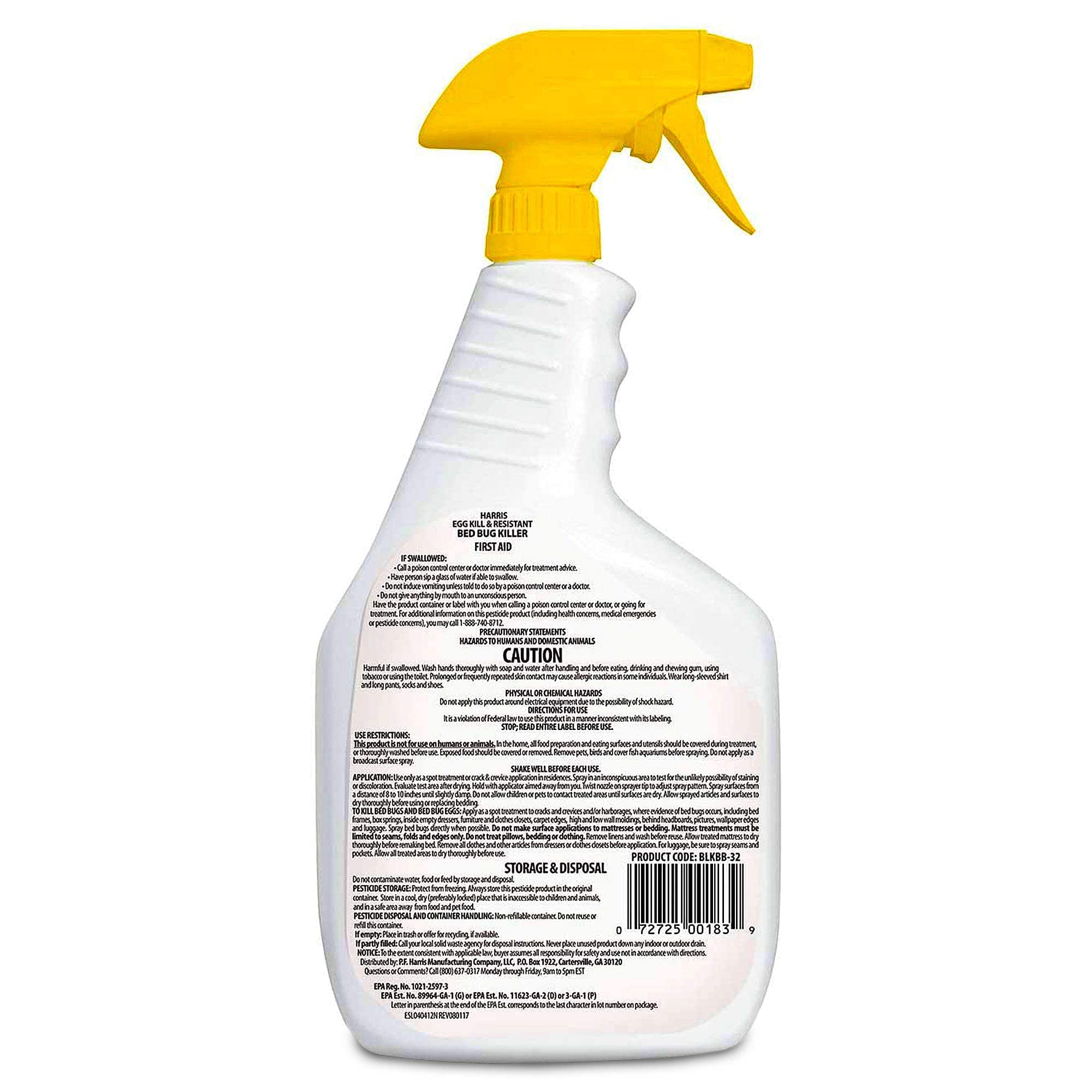 HARRIS White Label Bed Bug Killer, Liquid Spray with Odorless and Non-Staining Extended Residual Kill Formula (32oz)