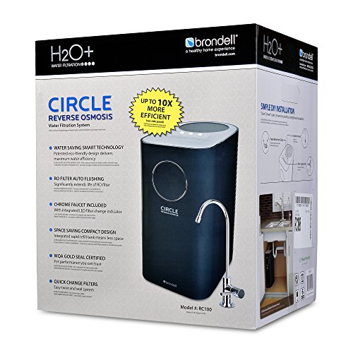 Brondell Circle Reverse Osmosis System, Under Sink, Black – 4 Stage RO Water Designer Chrome Faucet– Quick Change Filter, WQA Gold Seal-Certified