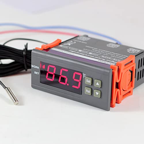 bayite DC 12V Fahrenheit Digital Temperature Controller 10A 1 Relay with Sensor