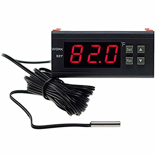 bayite DC 12V Fahrenheit Digital Temperature Controller 10A 1 Relay with Sensor