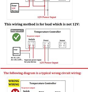 bayite DC 12V Fahrenheit Digital Temperature Controller 10A 1 Relay with Sensor