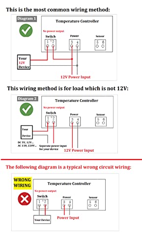 bayite DC 12V Fahrenheit Digital Temperature Controller 10A 1 Relay with Sensor