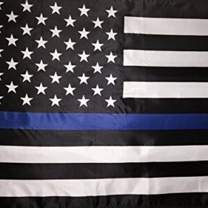 Thin Blue Line American Flag - 3 by 5 Foot Flag Honoring our Men and Women of Law Enforcement- Black, White, and Blue with Brass Grommets