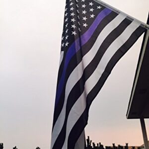 Thin Blue Line American Flag - 3 by 5 Foot Flag Honoring our Men and Women of Law Enforcement- Black, White, and Blue with Brass Grommets