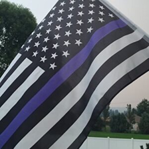 Thin Blue Line American Flag - 3 by 5 Foot Flag Honoring our Men and Women of Law Enforcement- Black, White, and Blue with Brass Grommets