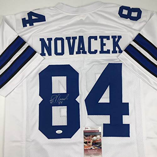 Autographed/Signed Jay Novacek Dallas White Football Jersey JSA COA