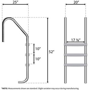 Aqua Select Three Tread Stainless Steel Pool Ladder | Entry and Exit System for In-Ground Swimming Pools | 250 Pound Capacity | 1.90-Inch Outer Diameter | with Non-Slip Plastic White Steps