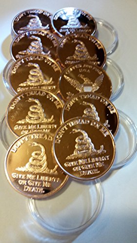 Dont Tread on Me 10 Pack of 1 Ounce Copper Coins with Capsules