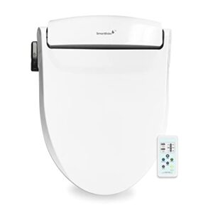 smartbidet sb-1000 electric bidet seat for elongated toilets with remote control- electronic heated toilet seat with warm air dryer and temperature controlled wash functions (white)