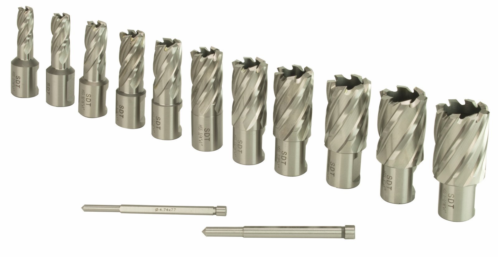 Steel Dragon Tools 13pc. High Speed Steel HSS Annular Cutter Kit 1" Depth and 7/16 in. to 1-1/16 in.