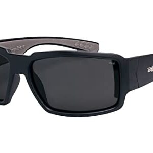 BOOGIE Bomb BG103 Floating Safety Sunglasses: Matte Black frame, Smoke PC Safety lens, Non-Slip Gray foam lining, ANSI Z87+ Compliant, UVA/UVB, Safe for Rugged Activity, Wet Conditions.