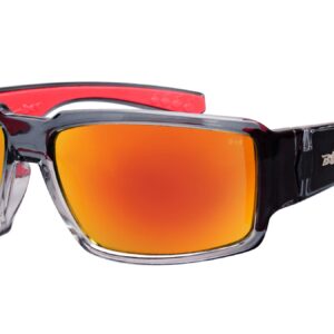 BOMBER Floating Safety Glasses for Men, 2-Tone Crystal Smoke frame, Red Mirror PC Safety lens, Non-Slip foam lining, ANSI Z87+ Compliant, Safe for Rugged Activity, Wet Conditions.