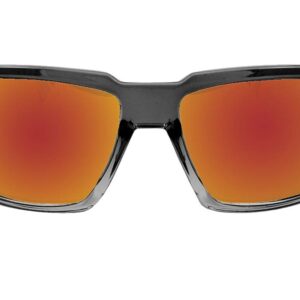 BOMBER Floating Safety Glasses for Men, 2-Tone Crystal Smoke frame, Red Mirror PC Safety lens, Non-Slip foam lining, ANSI Z87+ Compliant, Safe for Rugged Activity, Wet Conditions.