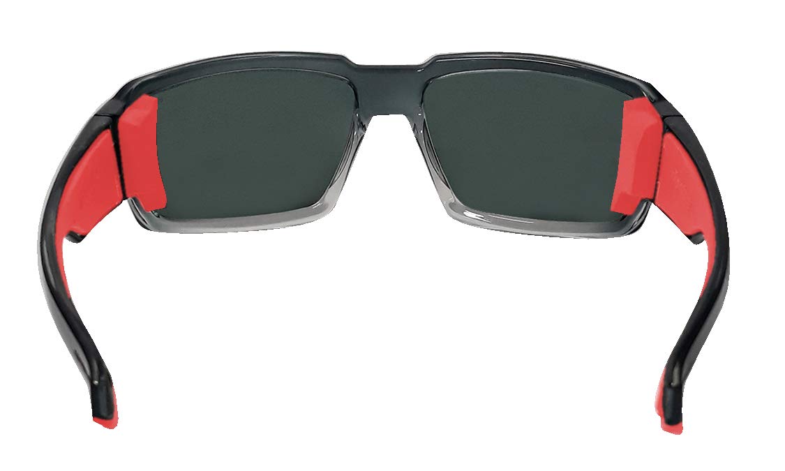 BOMBER Floating Safety Glasses for Men, 2-Tone Crystal Smoke frame, Red Mirror PC Safety lens, Non-Slip foam lining, ANSI Z87+ Compliant, Safe for Rugged Activity, Wet Conditions.