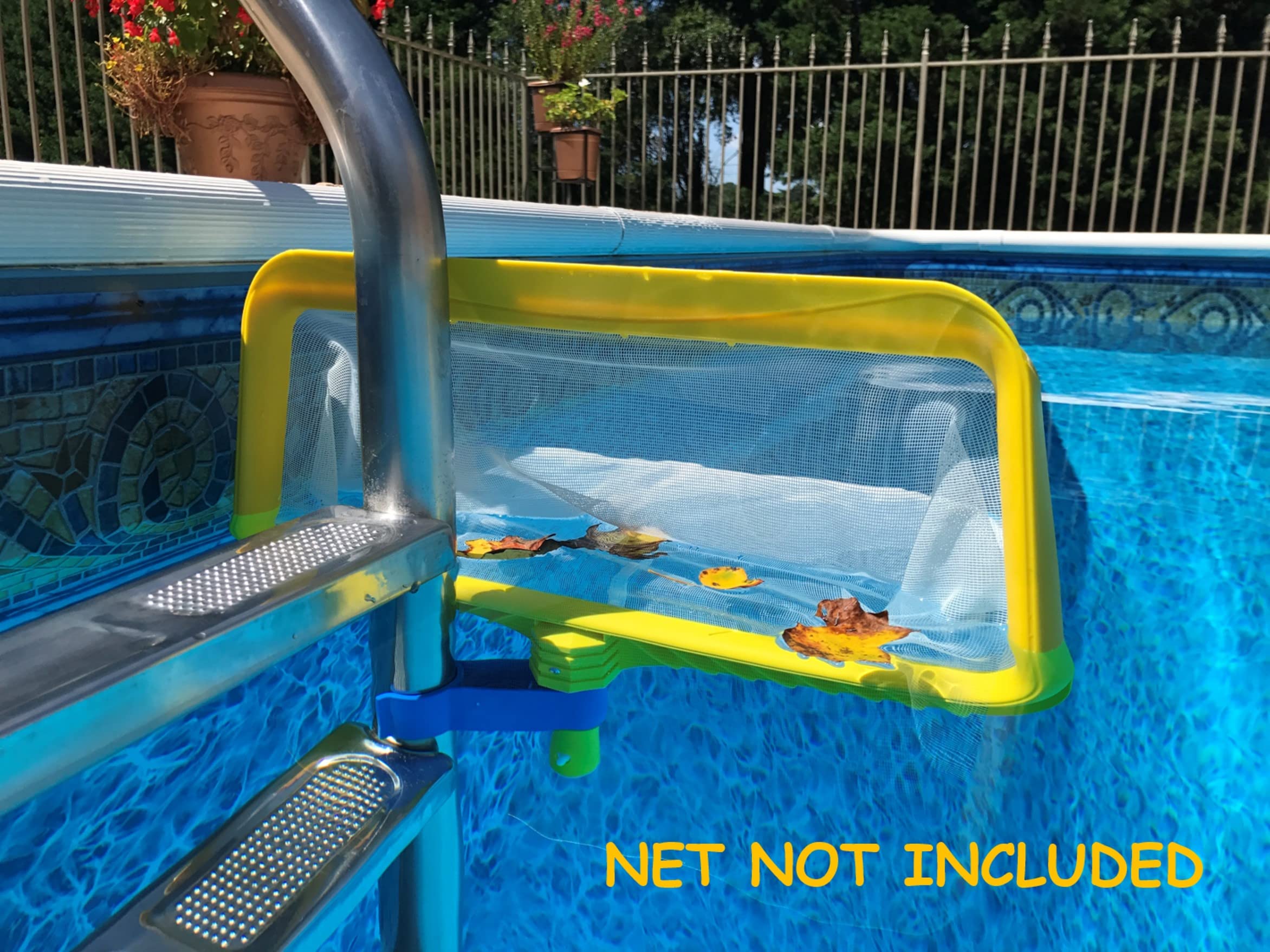 Leaf Bone - Leaf Net Skimmer Clip, In-Ground Swimming Pools and ONLY 1.9" Steel Ladder Handrails (Net Not Included), Leaf Rake Ladder Attachment