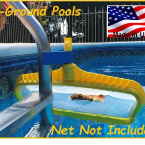 Leaf Bone - Leaf Net Skimmer Clip, In-Ground Swimming Pools and ONLY 1.9" Steel Ladder Handrails (Net Not Included), Leaf Rake Ladder Attachment