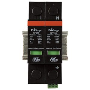 automation systems interconnect asi asisp150-2p din rail mounted surge protection device, screw clamp terminals, 120 vac, pluggable mov module, ul1449
