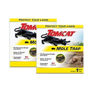 tomcat mole trap, innovative and effective mole remover trap kills without drawing blood, reusable and hands-free, 2 traps