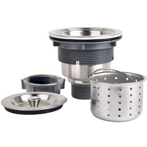 3-1/2 inch sink drain assembly kit, removable deep sink strainer basket with sink stopper/sealing lid for home, kitchen, stainless steel