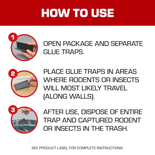Tomcat Mouse Trap with Immediate Grip Glue for Mice, Cockroaches, Spiders, and Scorpions, Ready-To-Use, 4 Traps
