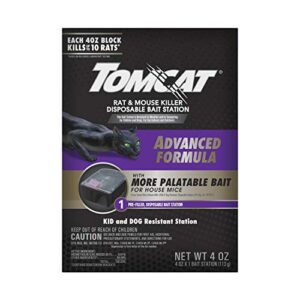 tomcat rat & mouse killer disposable bait station advanced formula for indoor and outdoor, 1 pre-filled ready-to-use station