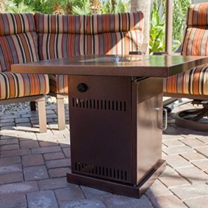 Hiland GSF-PR-PC Propane Fire Pit, 42,000 BTU, Stainless Steel Lid w/Fire Glass, Square, Hammered Bronze